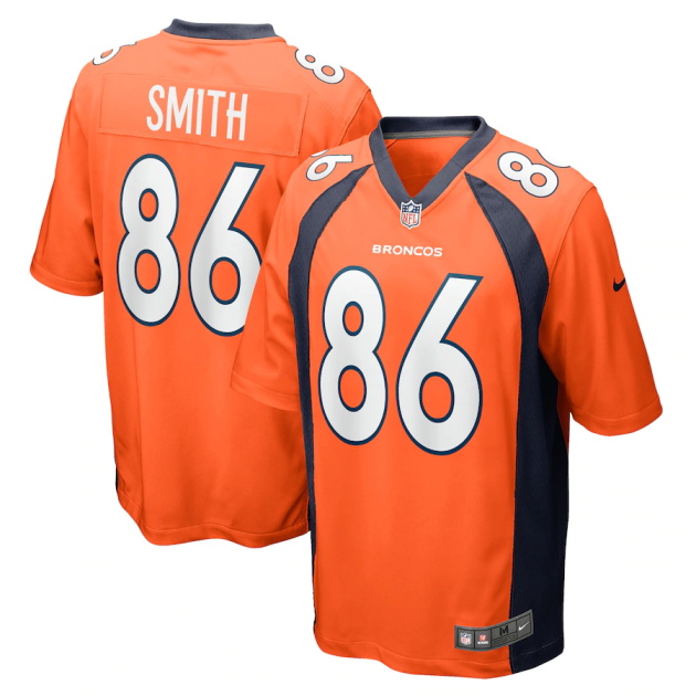 mens nike vyncint smith orange denver broncos game player jersey